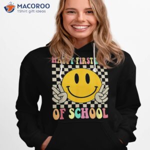 happy first day of school shirt teachers kids back to hoodie 1