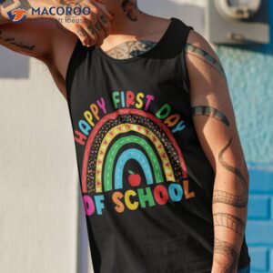 happy first day of school teacher back to boys girls shirt tank top 1