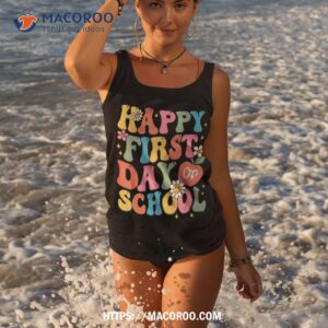 happy first day of school teacher boys girls back to shirt tank top 3