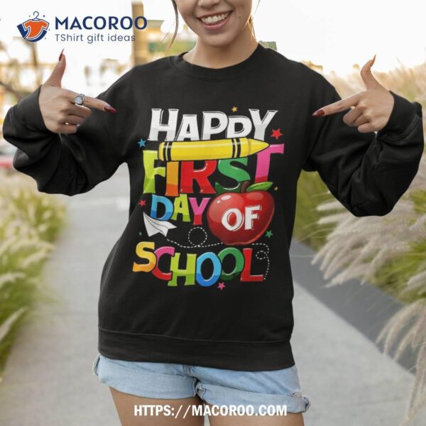 Happy First Day Of School Teacher Girls Boys Back To Shirt