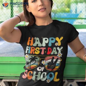 happy first day of school teacher kid welcome back to shirt tshirt 1