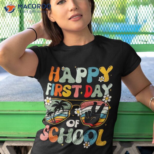 Happy First Day Of School Teacher Kid Welcome Back To Shirt