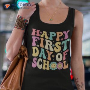 happy first day of school teachers kids back to shirt tank top 4