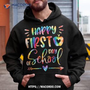 happy first day of school tie dye arrow heart apple student shirt hoodie