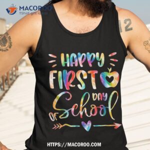 happy first day of school tie dye arrow heart apple student shirt tank top 3