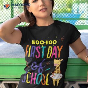 happy first day school cute giraffe back to shirt tshirt 1