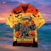 Happy Halloween Orange Hawaiian Shirts