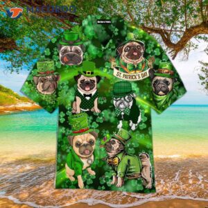 Happy Patrick’s Day Irish Dog Love Green Clover Pattern Shamrock Hawaiian Shirts