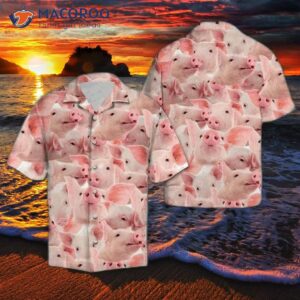 happy pig pink hawaiian shirts 0