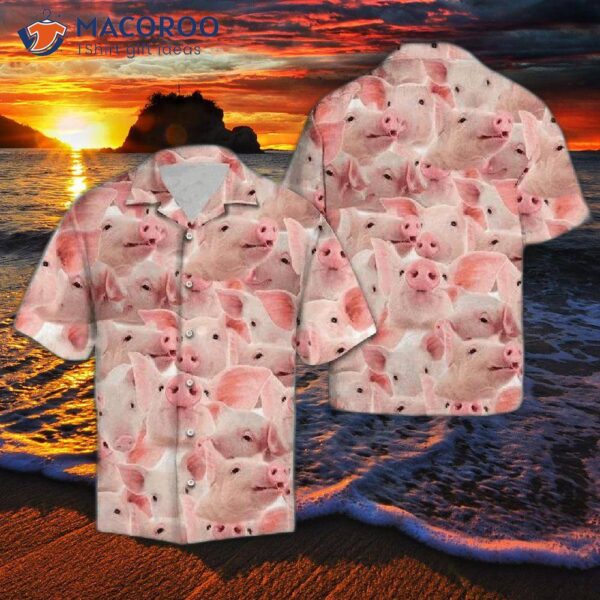 Happy Pig Pink Hawaiian Shirts