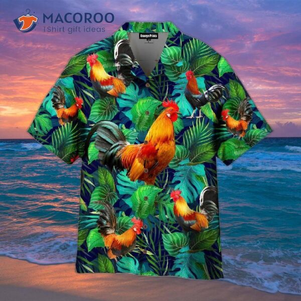 Happy Rooster Green Leaf Hawaiian Shirts