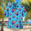 Happy Thanksgiving, American Turkey Pattern Blue Hawaiian Shirts.