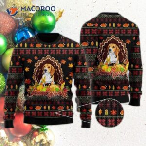 Happy Thanksgiving Funny Beagle Dog Ugly Christmas Sweater