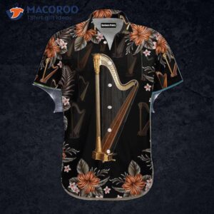 harp unisex black hawaiian shirt 0