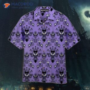 haunted mansion halloween purple hawaiian shirts 0