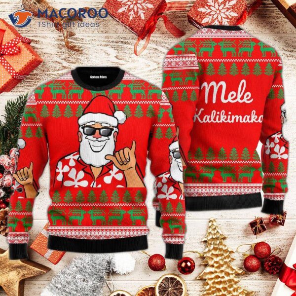 Hawaii Santa Claus Funny Ugly Christmas Sweater