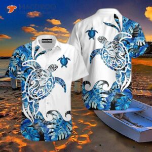 Hawaii Turtle Tropical Blue And White Hawaiian Shirts