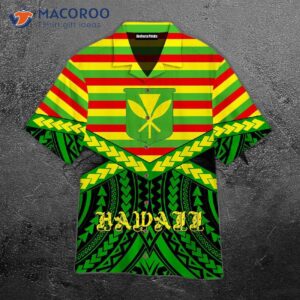 hawaiian kanaka maoli flag shirts in green yellow and red 0