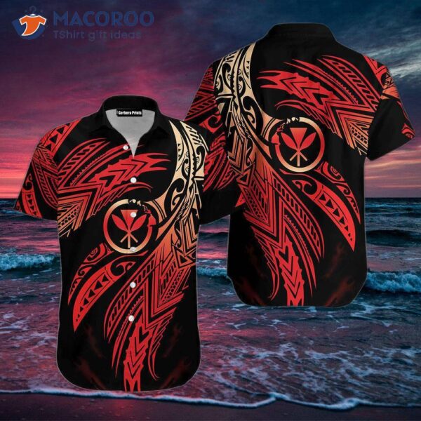 Hawaiian Polynesian Black And Red Shirts