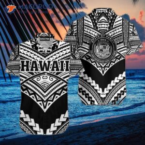 hawaiian polynesian black and white shirts 0