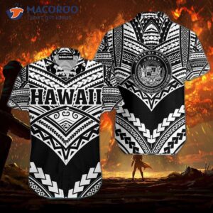 hawaiian polynesian black and white shirts 1