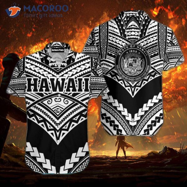 Hawaiian Polynesian Black And White Shirts