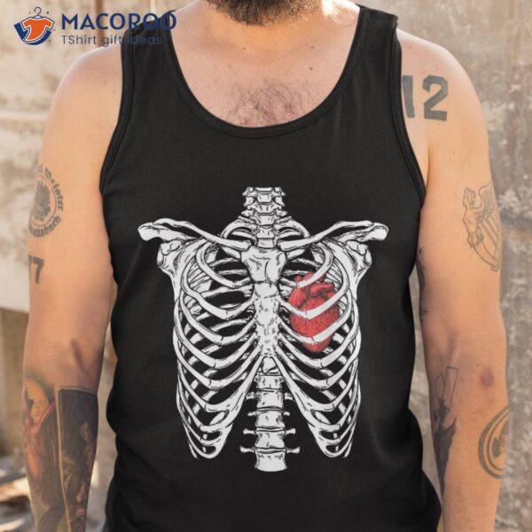 Heart And Ribcage Nurse Funny Skeleton Halloween Costume Shirt