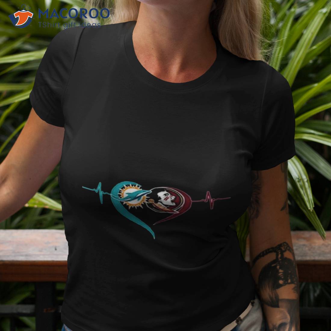 Heartbeat Miami Dolphins And Florida State Seminoles Shirt Heartbeat Miami Dolphins And Florida State Seminoles Shirt