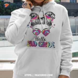 hello 2nd grade messy hair bun girl back to school first day shirt hoodie 2