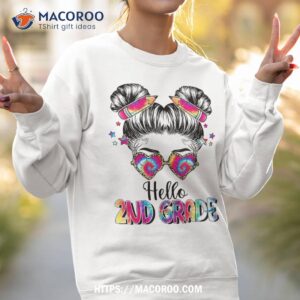 hello 2nd grade messy hair bun girl back to school first day shirt sweatshirt 2