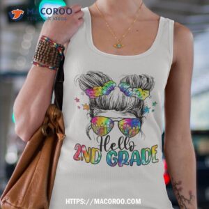 hello 2nd grade messy hair bun girl back to school first day shirt tank top 4 1