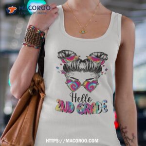 Hello 2nd Grade Messy Hair Bun Girl Back To School First Day Shirt