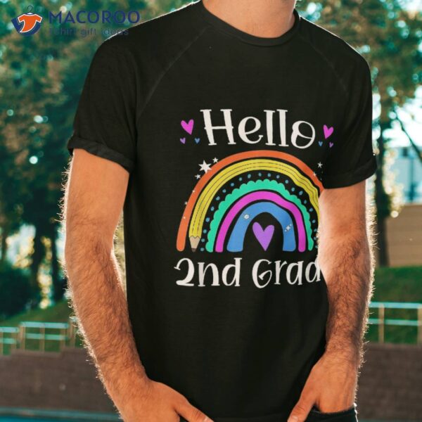 Hello 2nd Grade Teacher Rainbow Second Back To School Shirt