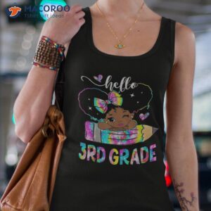 hello 3rd grade black girls pencil tie dye back to school shirt tank top 4