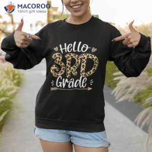 hello 3rd grade leopard print third teacher kids shirt sweatshirt 1