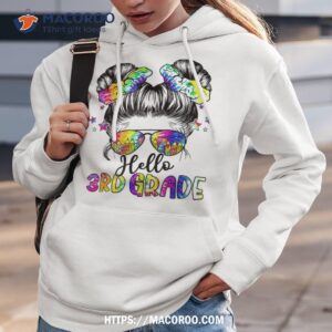 hello 3rd grade messy bun tie dye back to school girls kids shirt hoodie 3