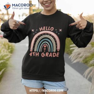 hello 4th grade rainbow heart back to school teachers shirt sweatshirt 1