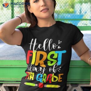 hello first day of 7th grade funny back to school shirt tshirt 1