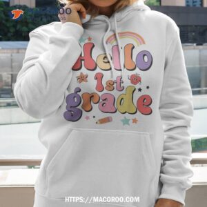 Hello First Grade Team 1st Grade Back To School Teacher Kids Shirt