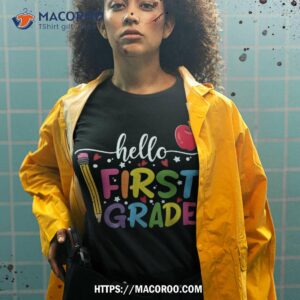 hello first grade team 1st grade back to school teacher kids shirt tshirt 2