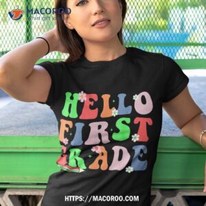 hello first grade team 1st grade teacher girl back to school shirt tshirt 1