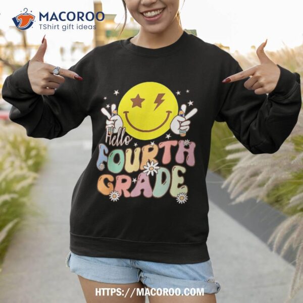 Hello Fourth Grade Funny Smile Face 4th Back To School Shirt