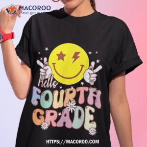 Hello Fourth Grade Funny Smile Face 4th Back To School Shirt