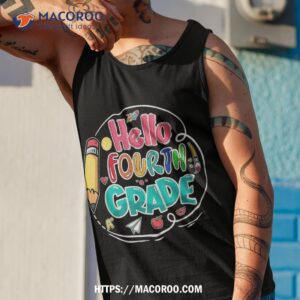 hello fourth grade teacher kid first day of school 4th grade shirt tank top 1