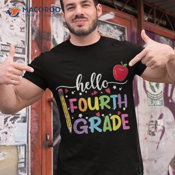 Hello Fourth Grade Team 4th Back To School Teacher Kid Shirt