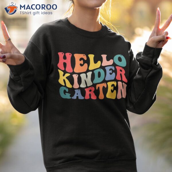 Hello Kindergarten Crew Teacher Back To School Retro Vintage Shirt