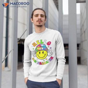 hello kindergarten face smile teacher kids back to school shirt sweatshirt 1