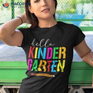 hello kindergarten funny teacher back to school kids gift shirt tshirt 1