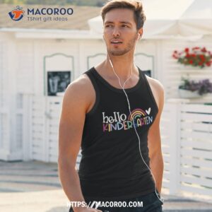 hello kindergarten rainbow back to school kids boys girls shirt tank top