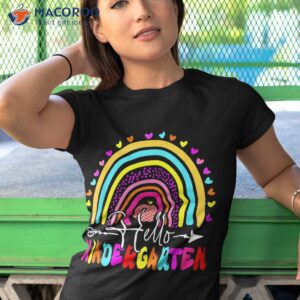 hello kindergarten rainbow first day teacher back to school shirt tshirt 1